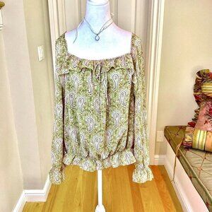 Paisley Floral Top Green Pink Multi (XL)
